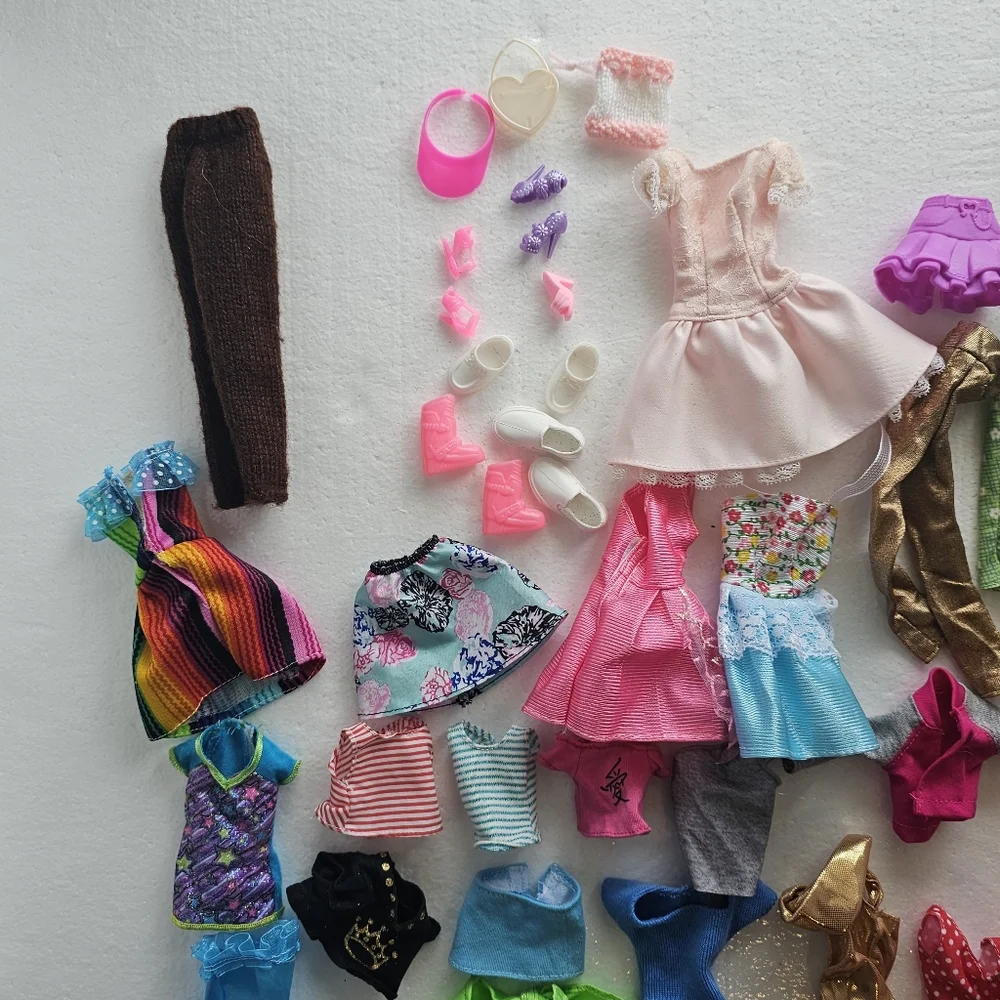 Barbie Doll Dress Collection Pink, Blue, Yellow, Red Lot Bundle Clothes Dresses - Picture 7 of 11